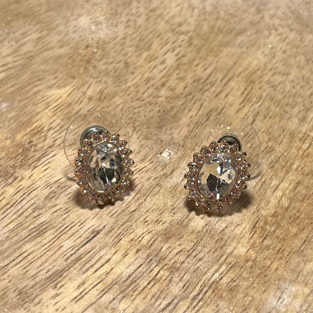 Rhinestone Rose Gold Post Earrings